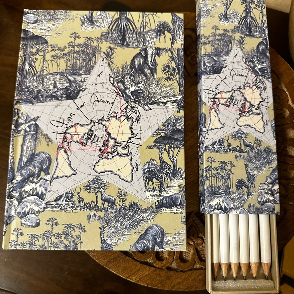 Christian Dior Safari-Themed Notebook and Pencil Set New in Dior Box